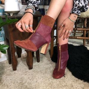Suede zip up booties